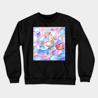 Cute Watercolor Seahorse and Red Fish Crewneck Sweatshirt